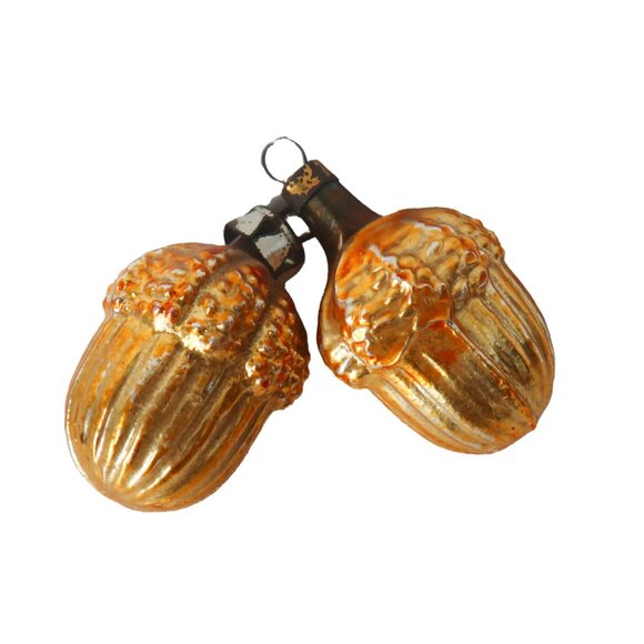 5 Vintage Glass Christmas Ornaments Acorns Grape Cluster - Picture 4 of 6